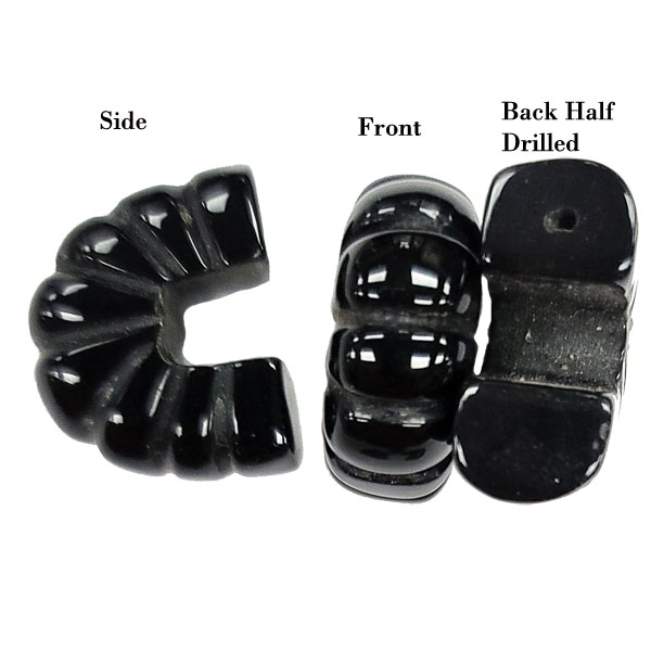 C SHAPE 16X20MM BLACK ONYX (2PCS)
